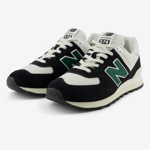 New Balance 574 Sneakers - Black/White/Marsh Green